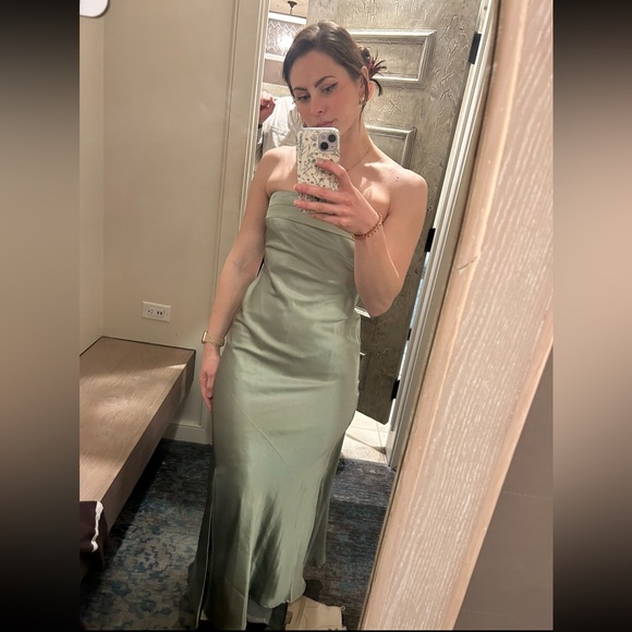 Elegant Strapless Green Dress - Paityn Strapless Maxi Dress by ALTAR’D STATE - Picture 4 of 6